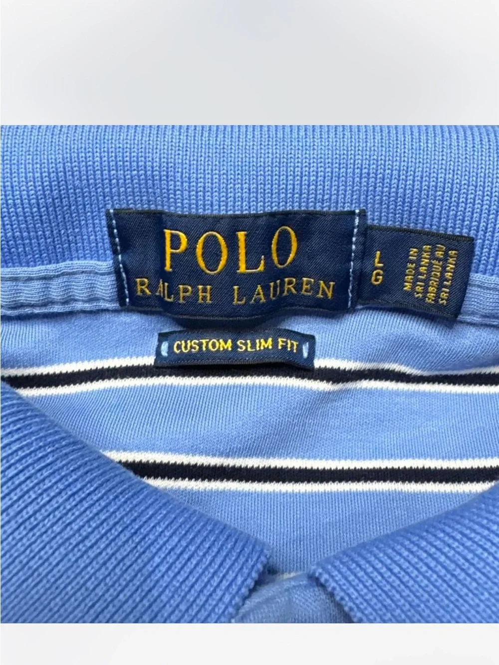 Ralph Lauren Blue Striped Polo with Contrast Trim